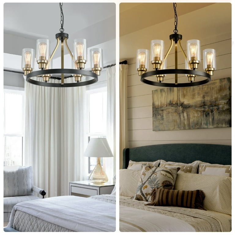 10 light black 2024 and gold wagon wheel chandelier