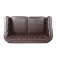 thumbnail image 6 of Dark Brown Loveseat Sofa, PU Leather Tub Chair with Button-Tufted Stitch, Contemporary Two-Seater Couch with Birch Wood Legs for Living Room, 6 of 9