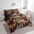 thumbnail image 2 of Erosebridal Rustic Farmhouse Twin Bedding Sets 7-Piece, Red Brown Buffalo Bedding Comforter Set, Black Reversible, 2 of 7
