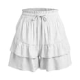 thumbnail image 7 of Qgtaibl Womens Loose Fit Flowy Shorts Fashion High Waisted Tiered Ruffle Shorts Casual Elastic Waist Drawstring Shorts with Pockets for Party Outdoor White XXL, 7 of 7