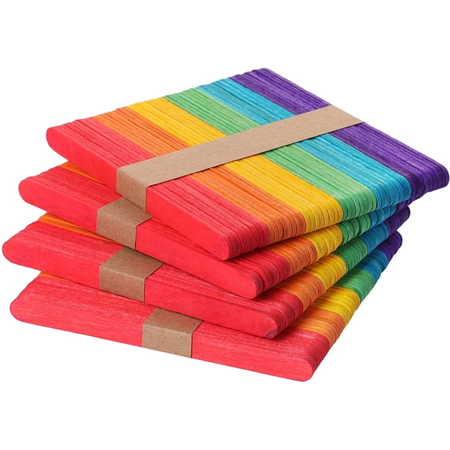 TORUBIA Colored Popsicle Sticks, 250 Pack, 4.5 Inch, Colored Craft Sticks, Colorful Popsicle Sticks, Rainbow Popsicle Sticks, Wooden Sticks for Crafts, Colored Craft Sticks, Craft Popsicle Sticks