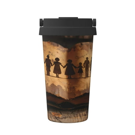 

Qekee Vintage Family History Book Print Insulated Coffee Mug Coffee Tumbler Cup Thermos Mug Water Bottle with Handle & Flip