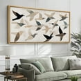 thumbnail image 2 of Large Framed Canvas Print Abstract Birds Group Wall Art Decorative Ready to Hang Painting for Living room Bedroom - 60"x30" Natural Frame, 2 of 7