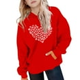 thumbnail image 4 of Kids Valentine Hoodie for Girls Heart Print Pullover Red Cute Oversized Hoodie with Pocket 3-4 5-6 7-8 9-10 11-12 13-14 Years,Size 7-8 T, 4 of 5