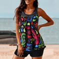 thumbnail image 1 of Danhjin Women Tankini Swimsuits Two Piece Tummy Control Bathing Suits Striped Print Swim Tank Top with Boy Shorts Swimwear, 1 of 5