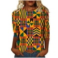 thumbnail image 1 of QIPOPIQ Hauts à Manches 3/4 pour Femmes Été Chemises Rayées Trois Quarts Tunique Imprimée Décontractée Blouses pour Femmes en Liquidation, 1 of 5