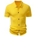 thumbnail image 4 of xfsWaSs Men's Short Sleeve Ribbed Knit Shirts Solid Color Casual Button Down Shirt Soft Comfortable Stretch Tops Fashion Everyday Wear Mens Shirts, 4 of 4