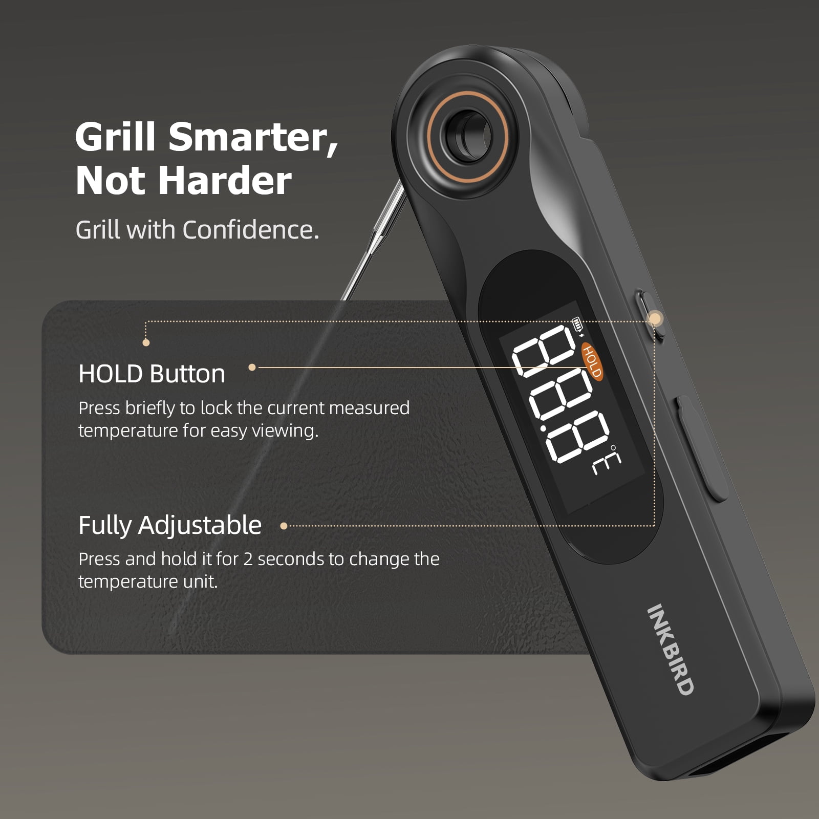INKBIRD Dual-Screen Meat Thermometer, Instant Read Food Thermometer with 1.8mm Ultra Thin Probe, 0.5s Fast Response, IP65 Waterproof, Perfect for Kitchen Cooking, Grilling, Baking and BBQ