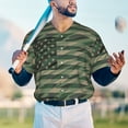 thumbnail image 6 of Daiia Jungle Green Camo USA Flag Mens Baseball Jersey Button Down Shirts Short Sleeve Sports Uniforms-Large, 6 of 9