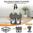 thumbnail image 6 of Foldable Baby Playpen with Mat, Collapsible Play Pen for Babies and Toddlers, Indoor & Outdoor Kids Safety Play Pen, Portable Play Yard with 50 Ocean Balls, 50"×50", Gray, 6 of 10