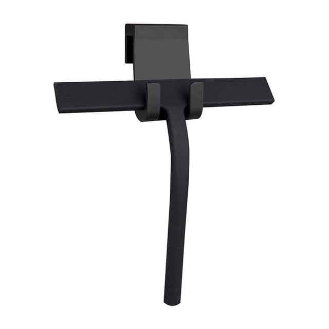Limpiador de pantalla de espejo, raspador de vidrio para ventana, limpiador de ventanas de silicona con gancho, color negro