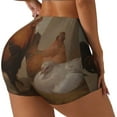 thumbnail image 2 of Fotbe Oil Painting Chicken And Duck Seamless Shorts, Womens Workout Shorts High Waist Stretch Booty Short for Gym/Yoga/Running/Biking-XX-Large, 2 of 9