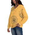 thumbnail image 5 of Women's Fashion Retro Floral Print Long-Sleeve V-Neck Sweatshirt with Dyed Effect Pattern, Unique Artistic Top for Women's Fashion Statement,Yellow,XL, 5 of 7