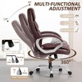 thumbnail image 4 of HYJY Office Chair High Back Computer Chair Ergonomic Desk Chair, PU Leather Adjustable Height Modern Executive Swivel Task Chair with Padded Armrests and Lumbar Support (Brown), 4 of 16