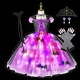 thumbnail image 3 of Disfraz de bruja con luz LED para niñas de Halloween, vestido con tutú de murciélago, disfraz de carnaval, fiesta, vestido de baile hecho a mano para niños pequeños, 3 of 5