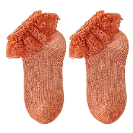 

Kids Baby Girls Sweet Ruffle Lace Trim Cotton Socks Breathable Mesh Infant Toddler Princess Solid Color Ballet Dance Summer Thin Hoisery 0-12Y