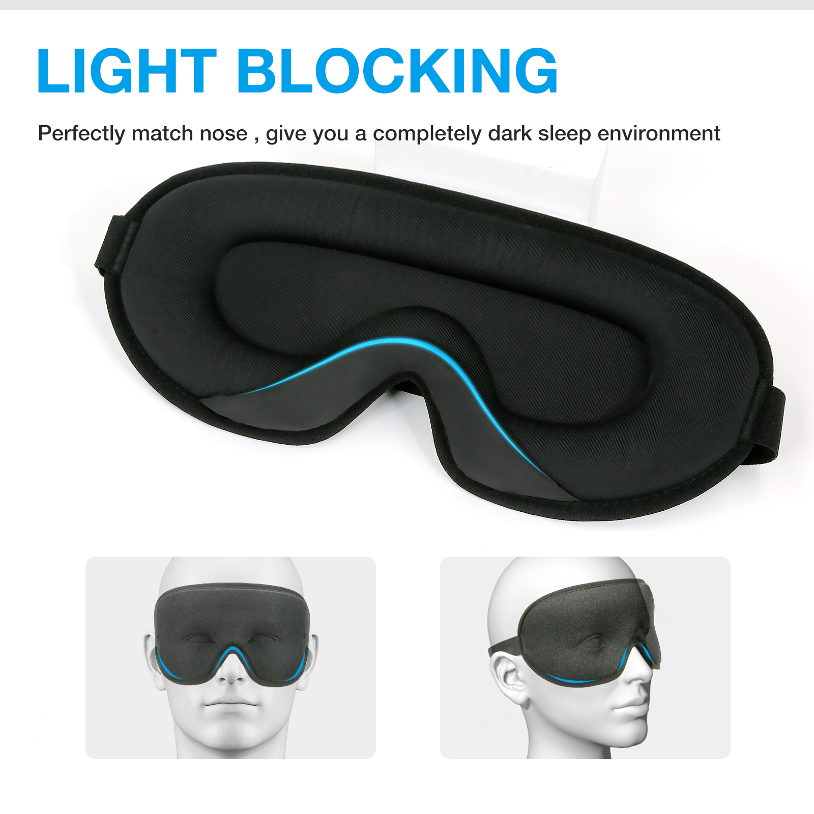 LYSIAN 3D Sleep Eye Mask with Earplugs Black photo 5