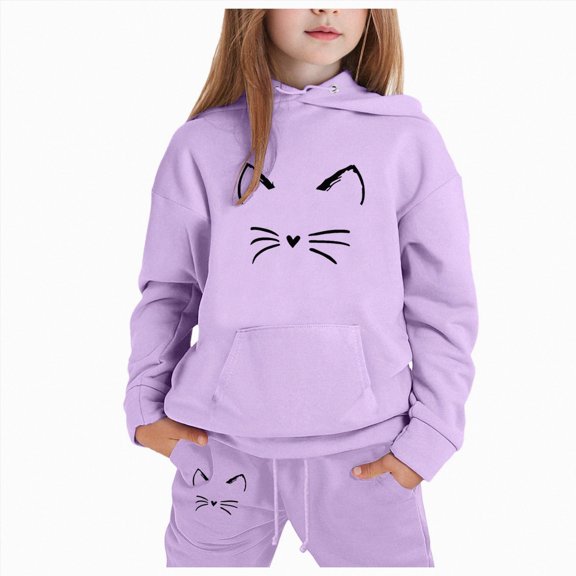 Zuwimk Light Blue Kids Hoodie Sweatpants Set 2PC Soft Unisex Outfit for Boys Girls 2-13Y Fall Wear(Purple,12-13 Years)
