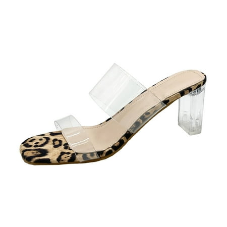 

ZMHEGW Women Sandals Fashion Ladiess High Heels Breathable Slip-On Casual Toe Knob Sandals Shoes For Womens