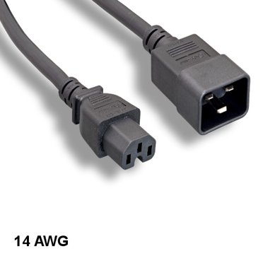 Kentek 3' ft 14 AWG Power Cord NEMA 6-15P to IEC-60320 C13 15A/250V SJT Black Kentek 3' ft 14 AWG Power Cord NEMA 6-15P to IEC-60320 C13 15A/250V SJT Black