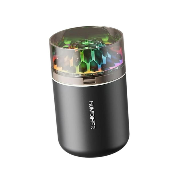 Mini humidificador personal, silencioso y compacto con luz ambiental de 7 colores. Negro