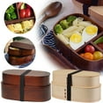 thumbnail image 3 of Basiess Lunch Box | Japanese Stackable Wooden Bento Box, Leakproof Double-Layer Lunch Container for Office & Picnics - Eco-Friendly Meal Prep, ·Double-Layer Dark Japanese Wooden Lunch Box, 3 of 3