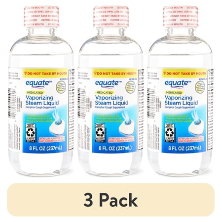 (3 pack) Equate Medicated Vaporizing Steam Liquid for Vaporizers, Sinus & Allergy Relief, 8 fl oz, Compare to Vicks® VapoSteam™ Active Ingredient