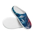 thumbnail image 3 of Lsque Red And Blue Leaves Pattern Womens Comfort Cotton on Scuff With Memory Foam and Anti-skid Sole Slipper-39/40, 3 of 7