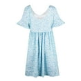 thumbnail image 4 of Ichuanyi Women V-neck Printing Flare Sleeves leisure Time On Vacation Short Sleeves Dress, 4 of 6
