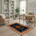 thumbnail image 2 of ODIKA 4'x6' Washable Area Rug Interlocking Border Blanket Football Bold Center Round Basketball Refined for Bedroom, Reading Nook, Pet Friendly & Non-Shedding, 2 of 7