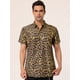 thumbnail image 3 of Lars Amadeus Camisas con estampado de leopardo pahombre, mangas cortas con botones, camisas con estampado de guepardo animal vintage Amarillo XL, 3 of 6