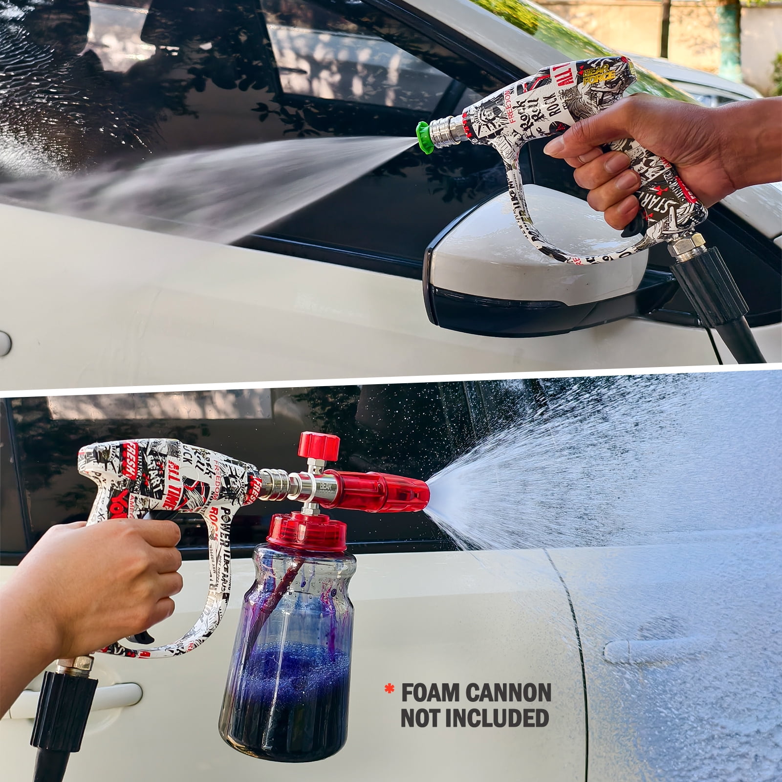 Bear Force High Pressure Washer Gun 3000 PSI Max, Color Painted Power Washer Short Gun M22-ID14mm with 5 Spray Nozzles, Car Wash, Car Cleaning, Car Care Detailing