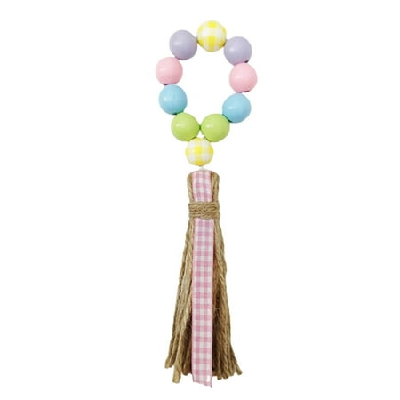 

Easter Wood Bead Napkin Rings Easter Colorful Eggs Napkin Ring with Tassels