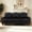 Black + Breathable PU Leather + 3 Seat, variant on 59" Classic Living Room Sofa Loveseat Faux Leather Couch,Rolled Arm Sofa with Nails,Solid Wood Legs,Upholstered Breathable PU Leather Burgundy