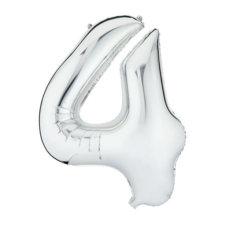 36" Silver Number 4 Foil Balloon, by Way To Celebrate