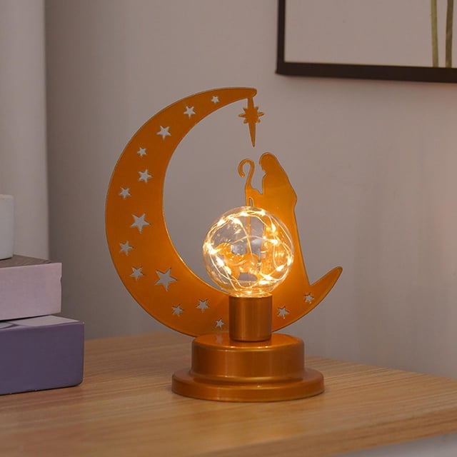 Luces LED de Metal Ramadán Eid Mubarak Adornos para Centro de Mesa Macarena Luz de Ramadán