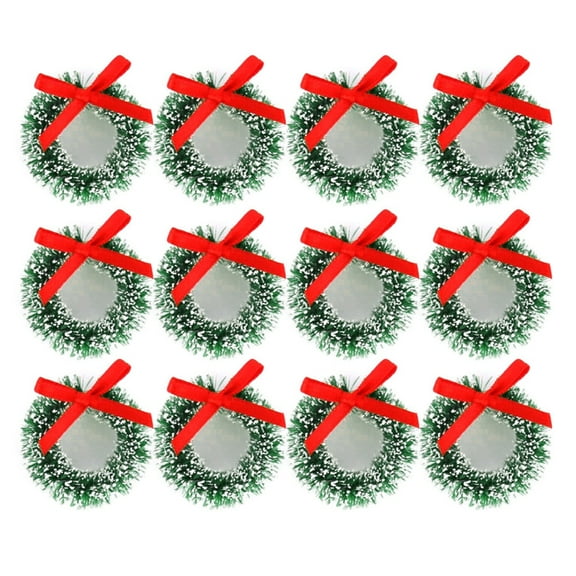 SDFGTstore Mini Christmas Wreath 12pcs Red Artificial Wreath for Christmas Table Decoration