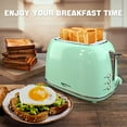thumbnail image 2 of Toaster 2 Slice Stainless Steel Toaster Retro with 6 Bread Shade Settings, Bagel, Cancel, Defrost Function, 2 Slice Toaster with Extra Wide Slot, Removable Crumb Tray, Green, 2 of 6
