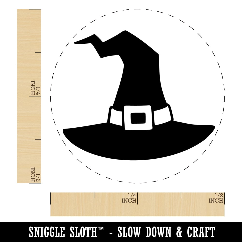 Stylized Witch Hat Halloween Self-Inking Rubber Stamp Ink Stamper - Dry Pad (No Ink) - Mini 1/2 Inch