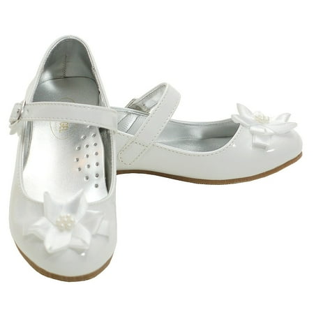 Angel White Patent Flower Accent Dress  Shoes  Toddler  5 
