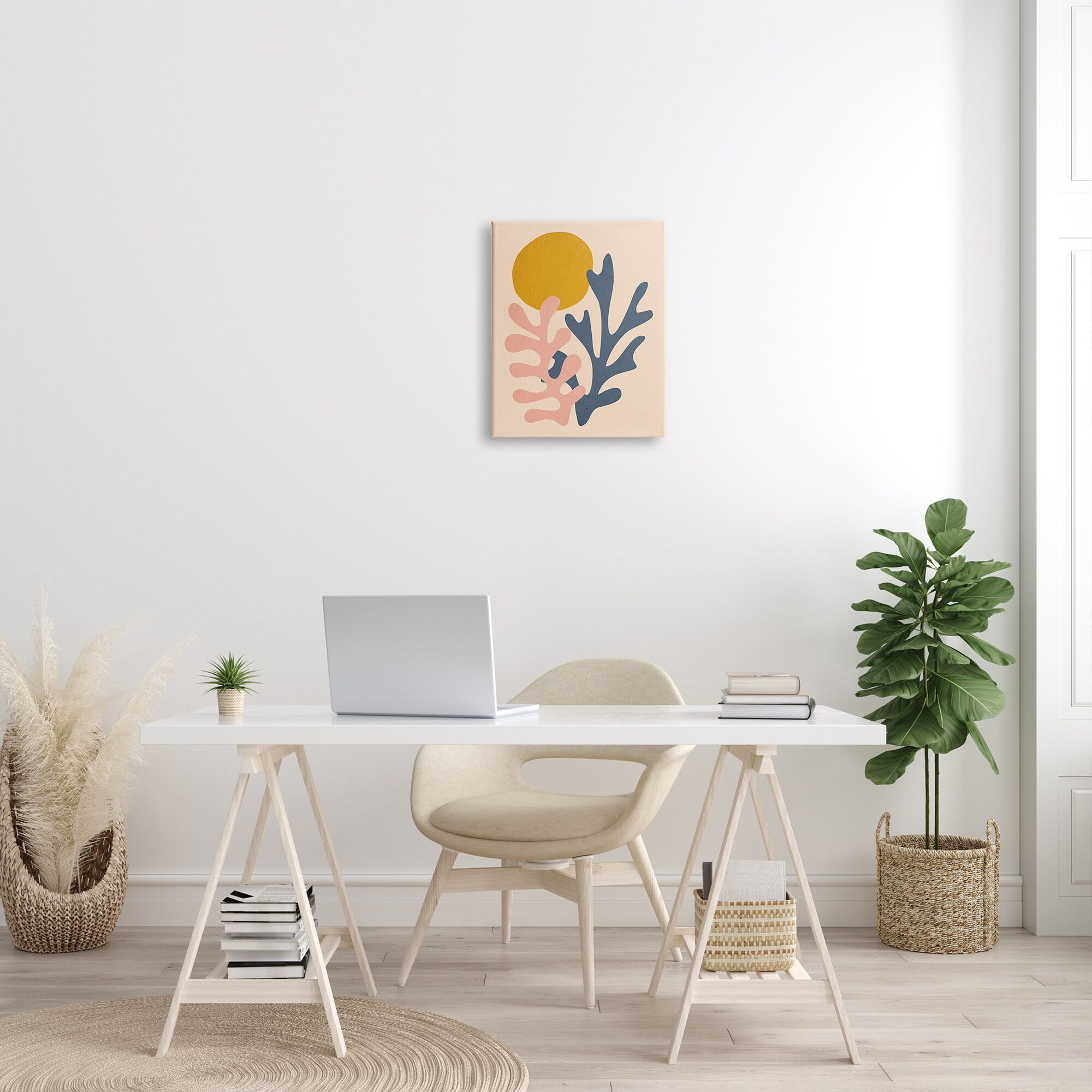 Stupell Industries Contemporary Pastel Leaf Forms Abstract Sun Shape Graphic Art Gallery Wrapped Canvas Print Wall Art, Design by JJ Design House LLC