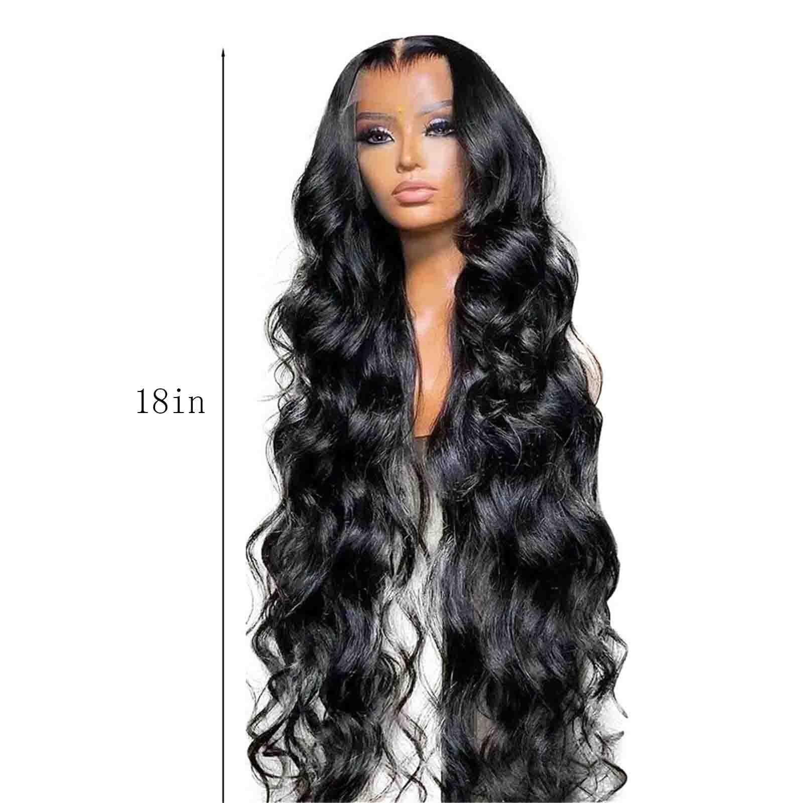 LHWEN Lace Front Wigs Human Hair 22 Inch Lace Front Wigs Pre Plucked With Baby Hair 180% Density Glueless Human Hair Wigs For Black Women Transparent Lace Frontal Wigs Natural Black