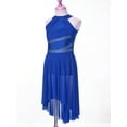 thumbnail image 4 of Rswnyirn Girls Sequined Sleeveless Ballet Contemporary Lyrical Dance Dress Leotard Irregular Skirt Costumes Royal Blue 14, 4 of 7