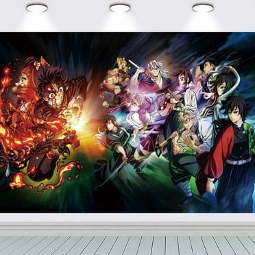 Demon Slayer Party Supplies Backdrop Banner Poster Birthday Decorations Background for Photography Taspestry