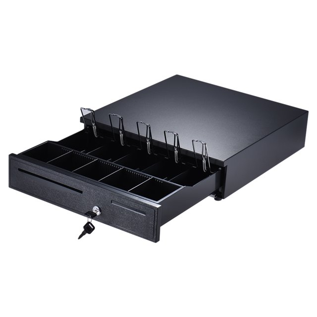 Abody Heavy Duty Electronic Cash Drawer Box Case Storage 5 Bill 5 Coin Trays Check Entry Support Auto Manual Open Key-lock RJ11 for Epson Star POS Printer Money Register - Coin Tray Adjustable Mov