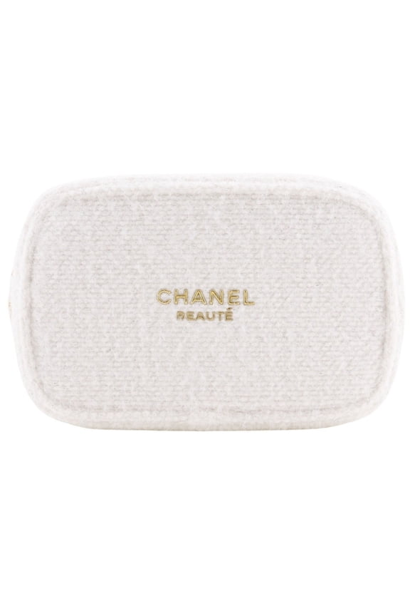 Pre-Owned CHANEL 2024 Christmas Coffret Novelty Pouch, White Tweed with Zipper,... (Good)