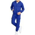 thumbnail image 5 of PInxai Kids Sweatsuits Casual Workout Sets Zip up Hooded Long Sleeve Sweatshirts Joggers with Pockets Unisex Clothing,Blue,160, 5 of 7