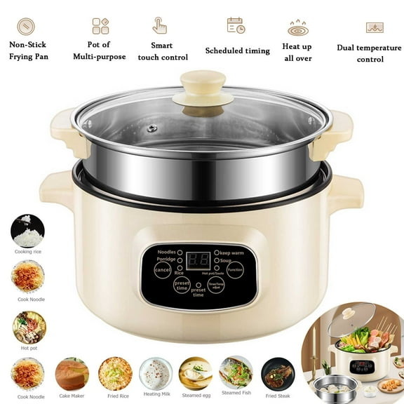 DICEEVIL Electric Food Steamer for Cooking, Hot Pot Cooker, Stainless Steel Digital Vegetable & Food Steamers with Timer, Auto Shut-off & Anti-dry Protection & 6 Cooking Modes, 3.2L