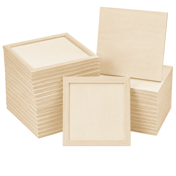 24 Pack Unfinished Pine Wood Panels 6x6 Inch Square Painting Boards for Arts Crafts, Wood Blocks for DIY Photo Frame, Pouring Art, Home Decoration & Gift Making