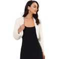 thumbnail image 1 of Abrigo de piel sintética de manga larga sin cuello, chaqueta corta con parte delantera abierta y corta para mujer blanco M, 1 of 6